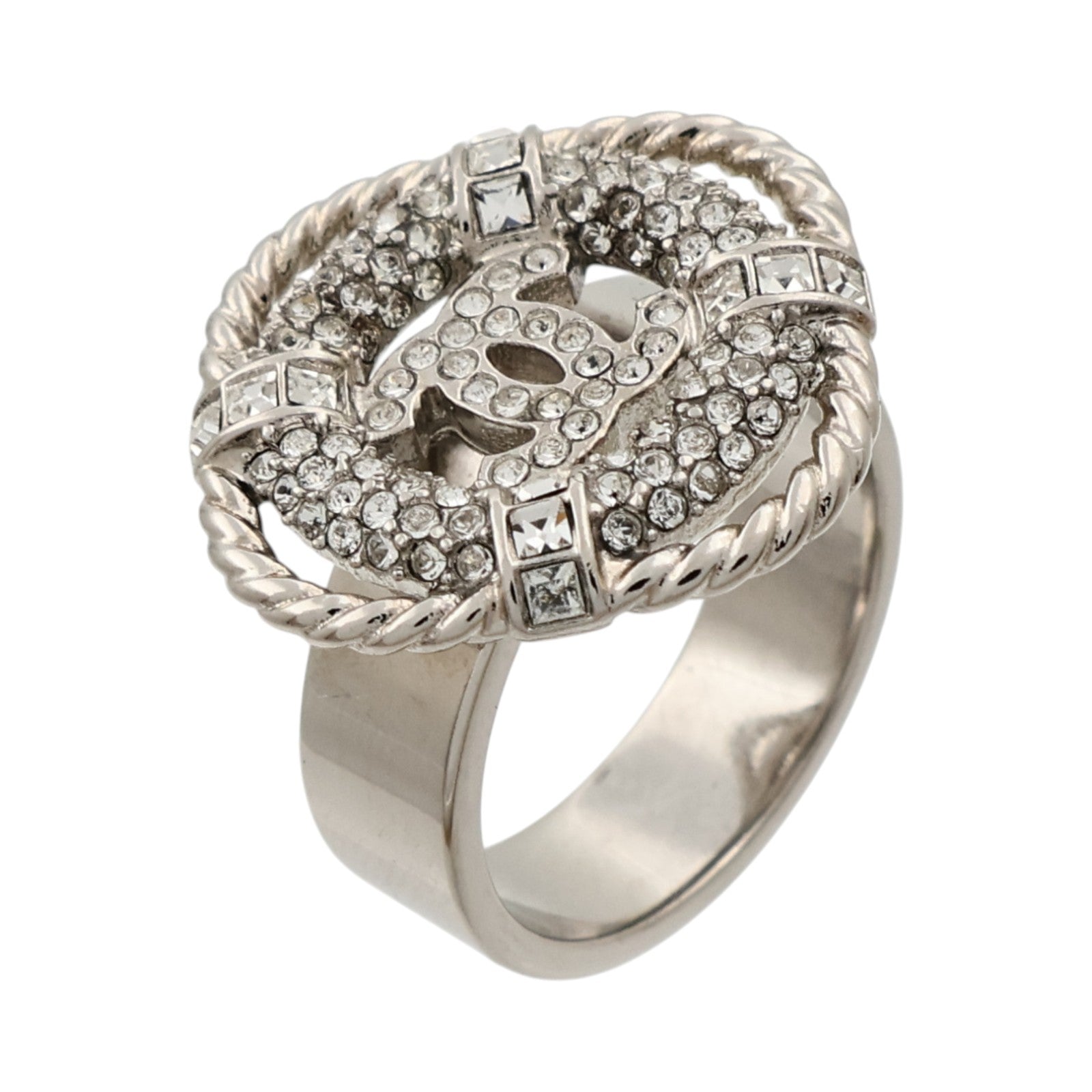CHANEL 金屬/Strass Crystal Lifesaver CC Ring戒指