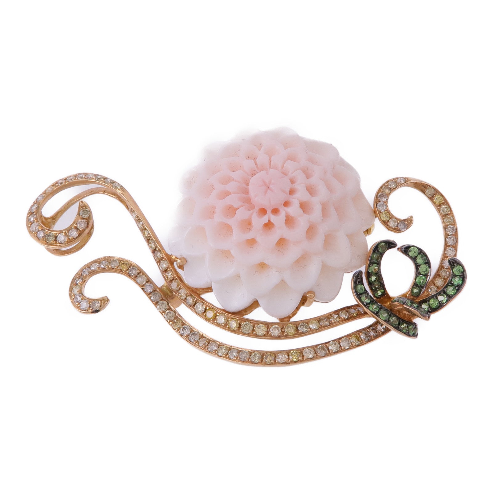 JEWELRY 18K玫瑰金Brooch珊瑚石/藍寶石/鑽石胸針