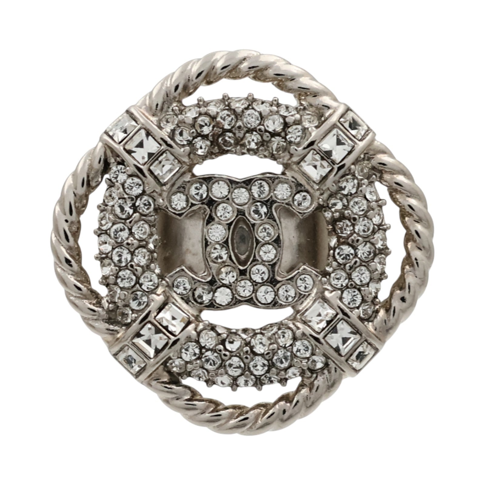 CHANEL 金屬/Strass Crystal Lifesaver CC Ring戒指