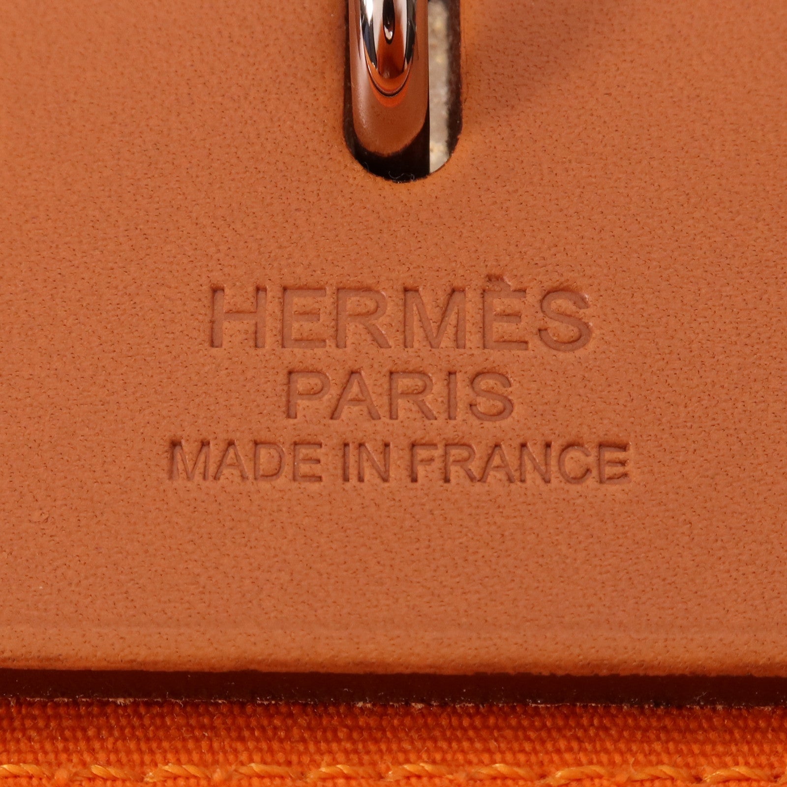 HERMES 帆布Herbag PM銀扣手挽肩背兩用袋Orange