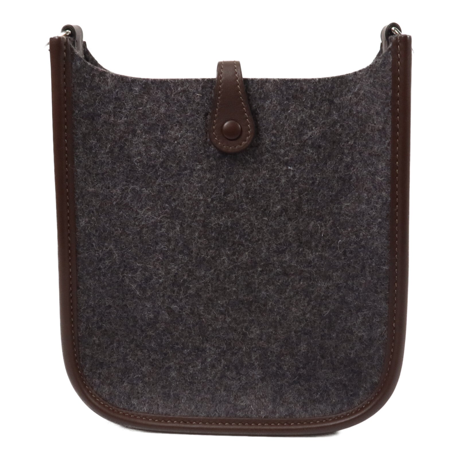 HERMES 羊毛/Swift皮革Evelyne TPM肩背袋Gris Moyen/Havane