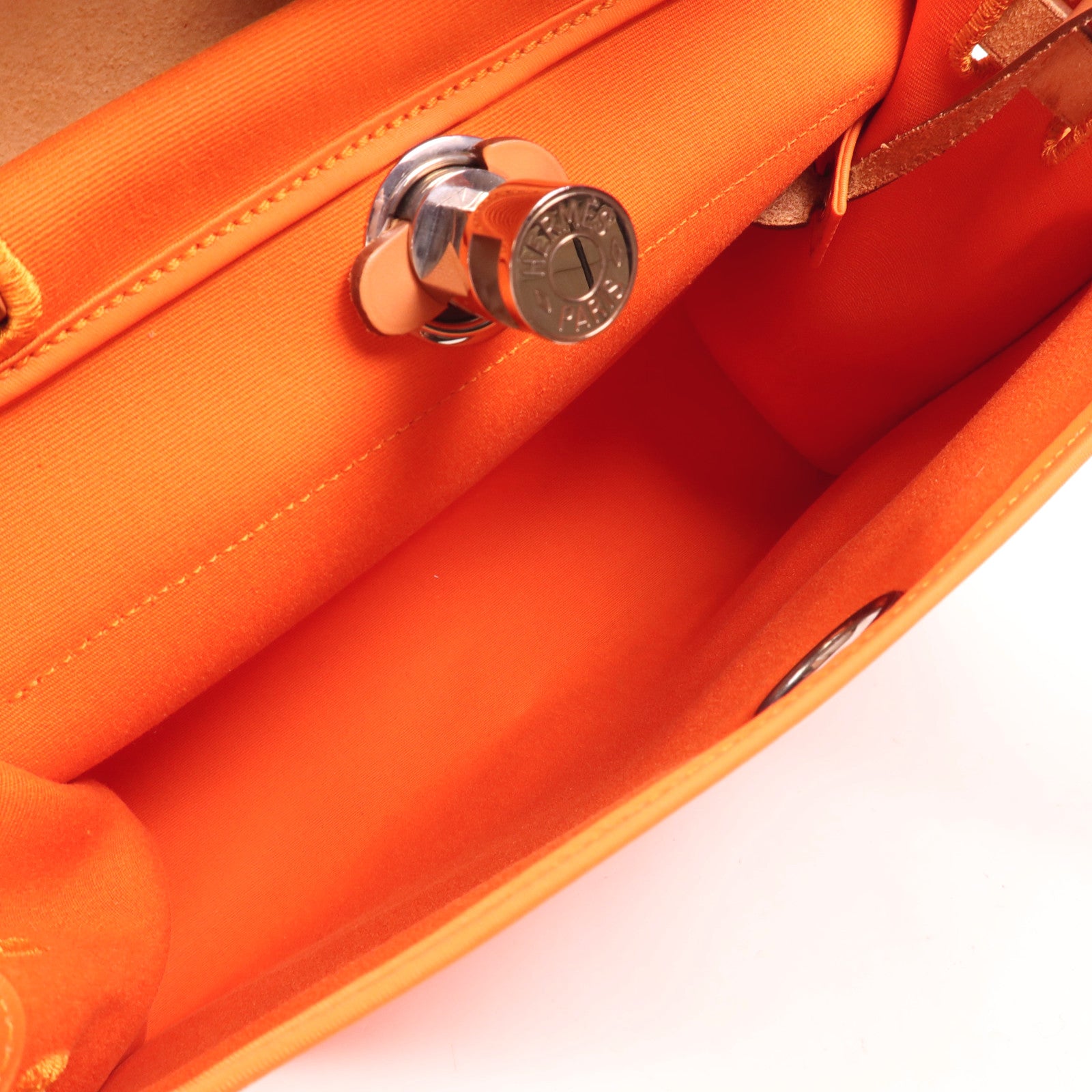 HERMES 帆布Herbag PM銀扣手挽肩背兩用袋Orange