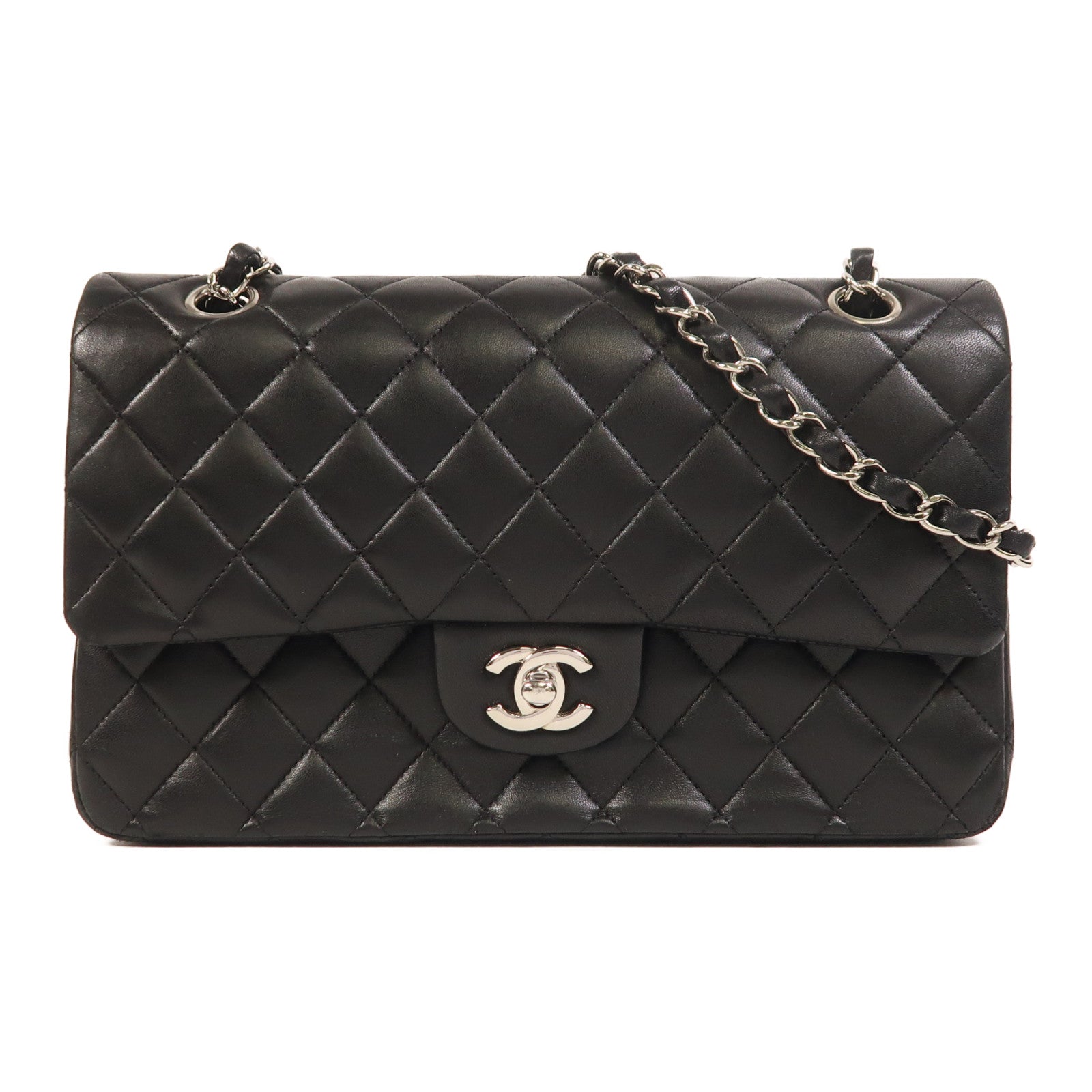 CHANEL 羊皮皮革Classic 25銀扣鏈帶肩背袋