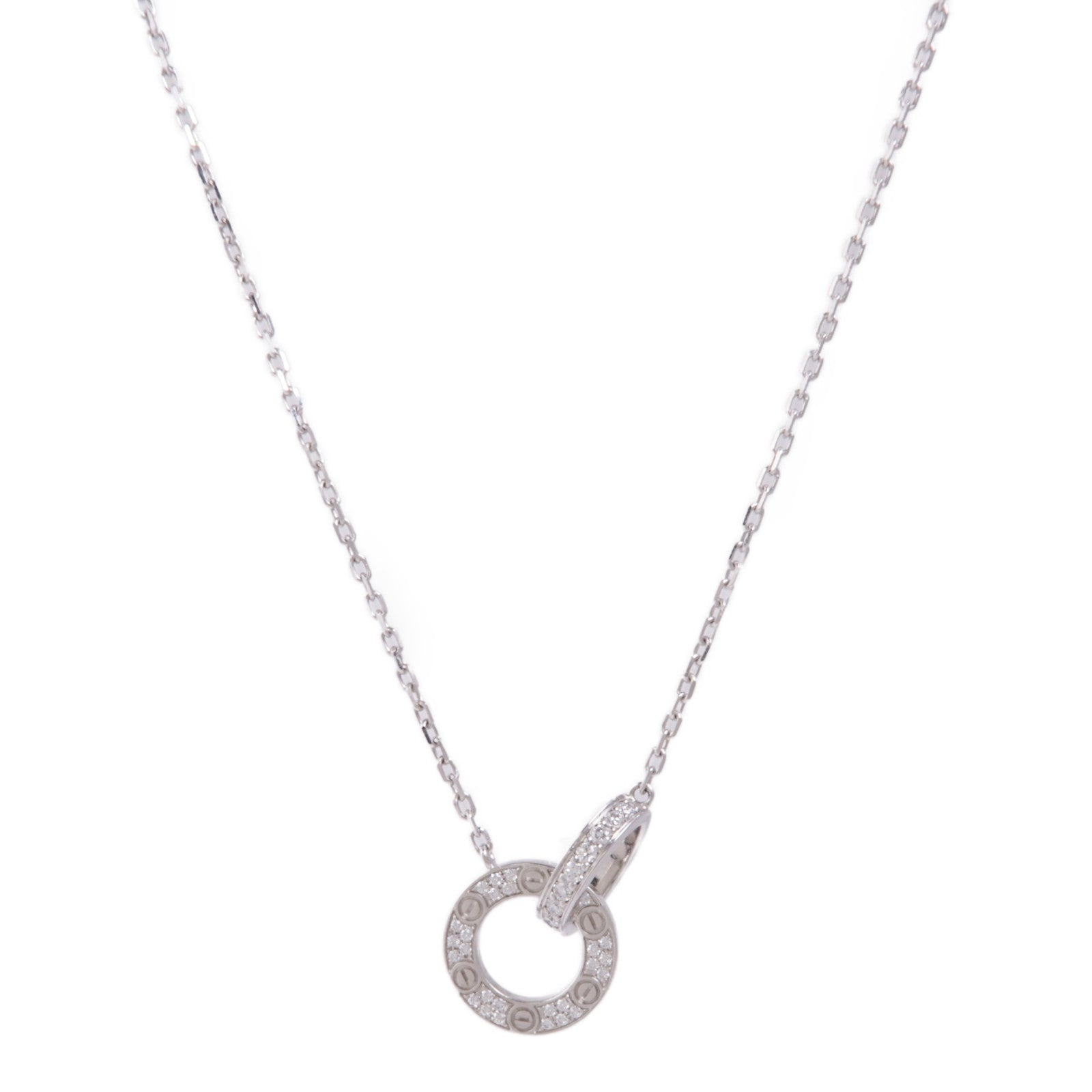 CARTIER 18K白金Love Diamond Necklace鑽石項鍊