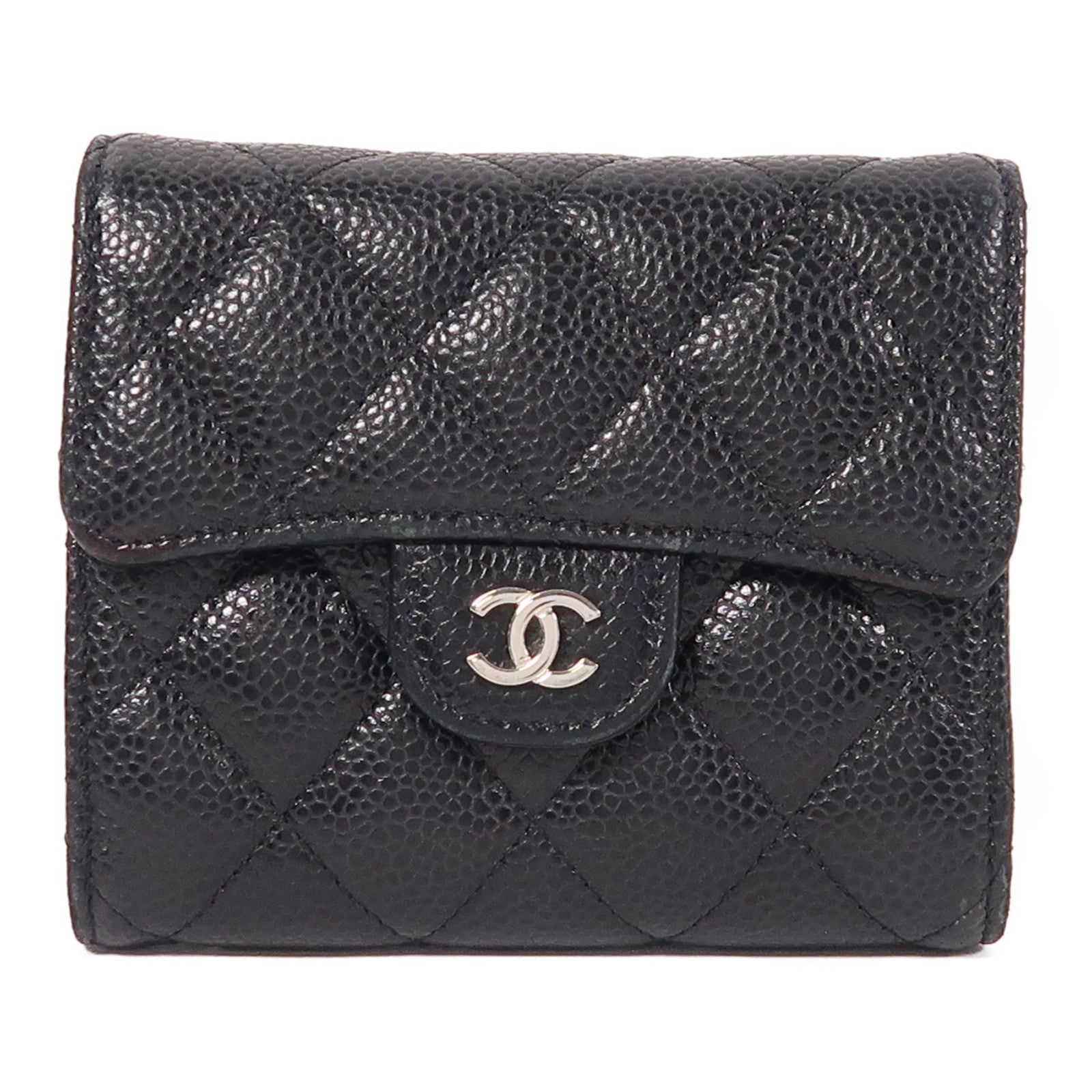 CHANEL 牛皮皮革Wallet銀扣錢包