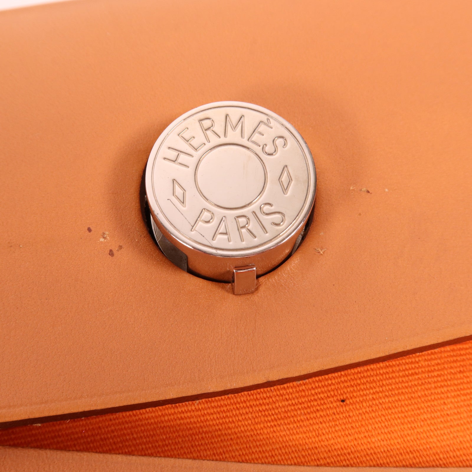 HERMES 帆布Herbag PM銀扣手挽肩背兩用袋Orange