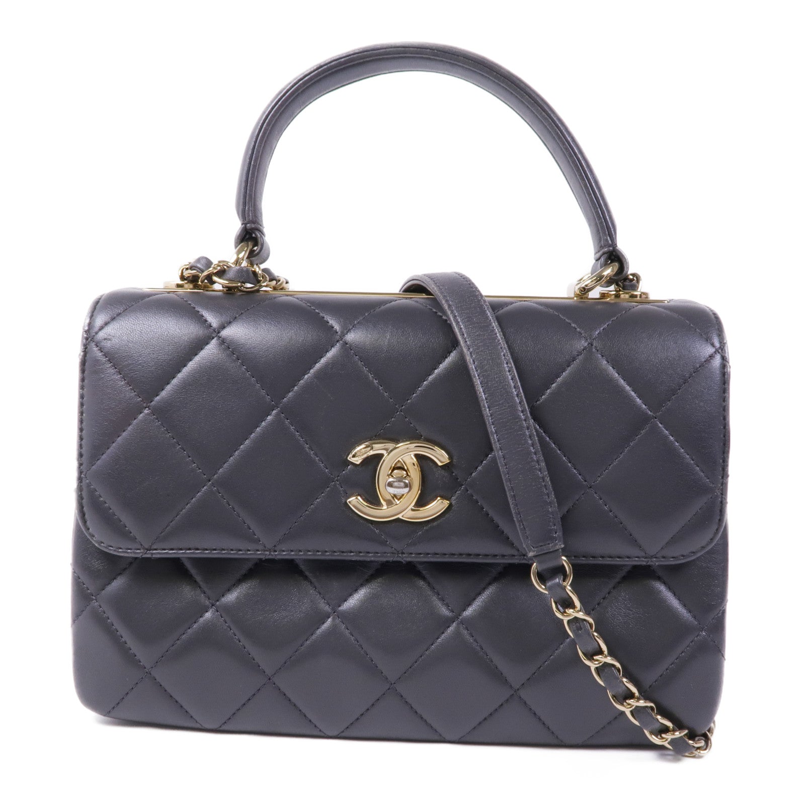 CHANEL 羊皮皮革2way Chain Shoulder Bag金扣手挽肩背兩用袋