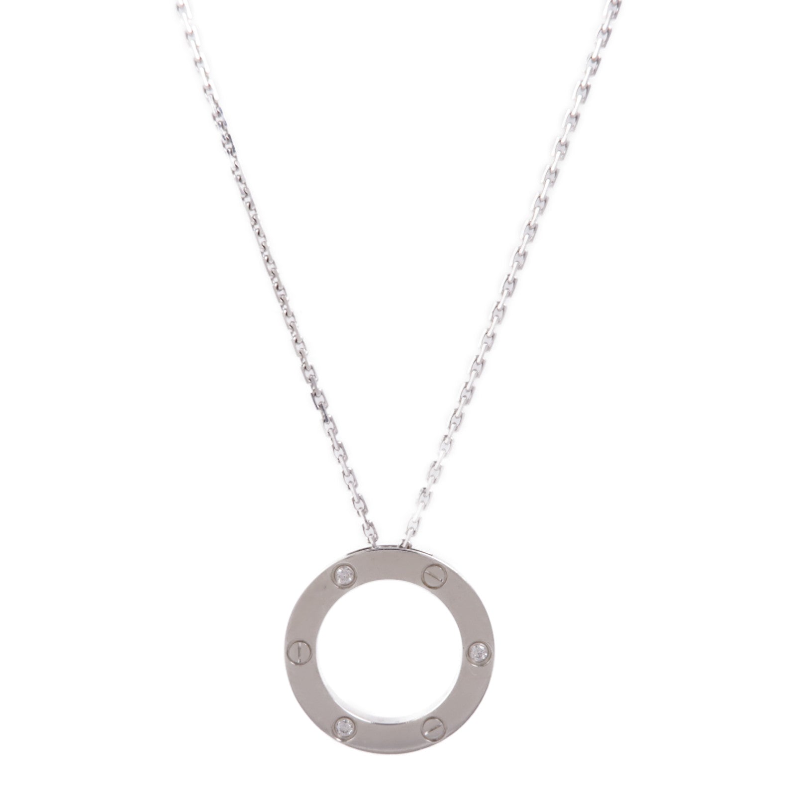 CARTIER 18K白金Love Diamond Necklace鑽石項鍊