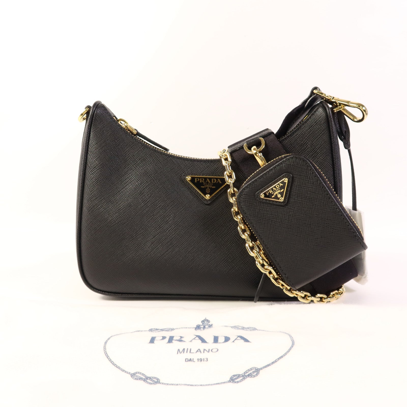 PRADA Saffiano皮革Re-Edition 2005金扣肩背袋