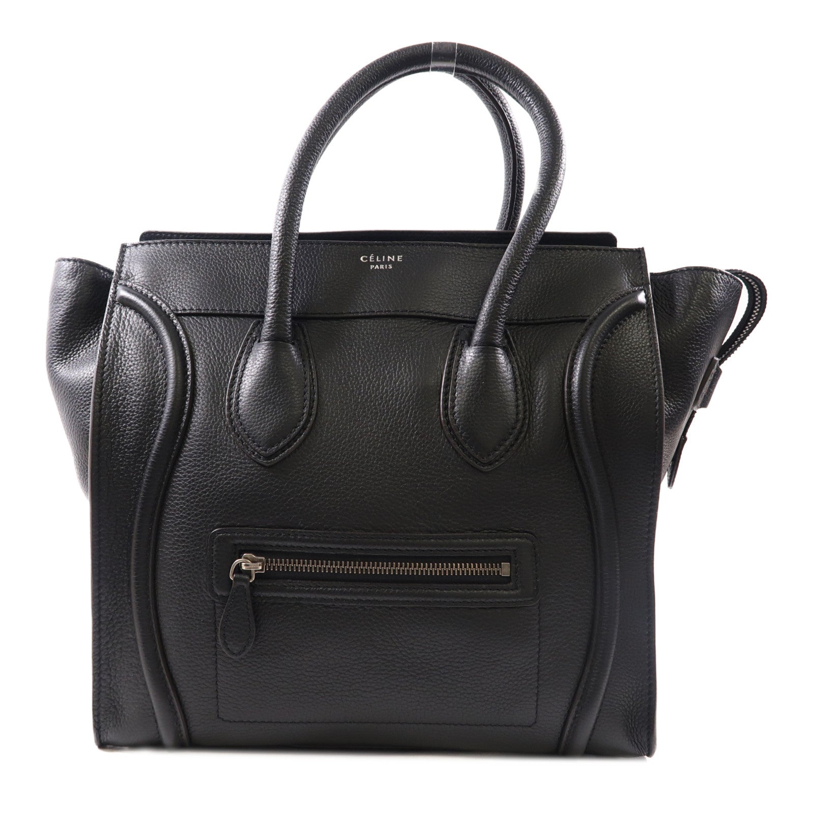 CELINE ブラックレザーハンドバッグ　MINI CELINE セリーヌ ミニトリオンフ ショルダーバッグ レザー