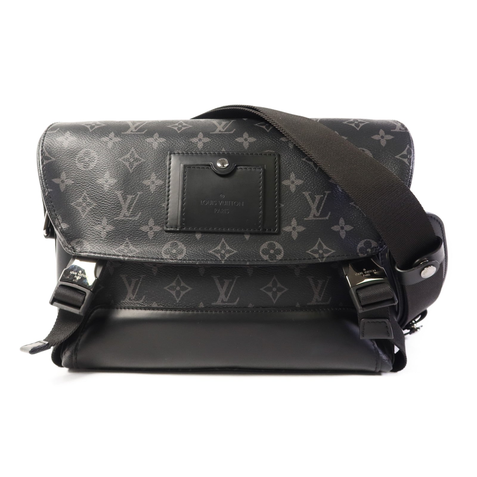 LOUIS VUITTON Monogram Eclipse Messenger PM Voyager銀扣肩背袋