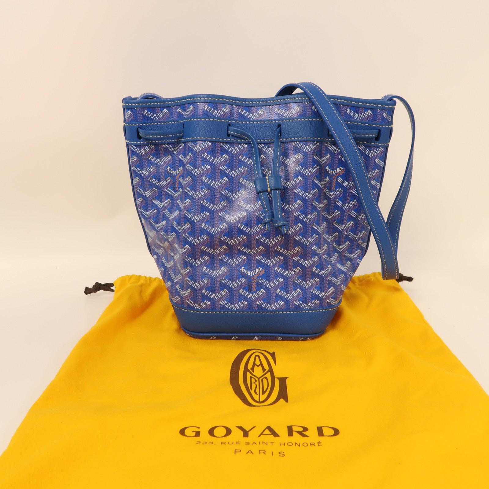 GOYARD 塗層帆布Petit Flot Bucket銀扣肩背袋藍色