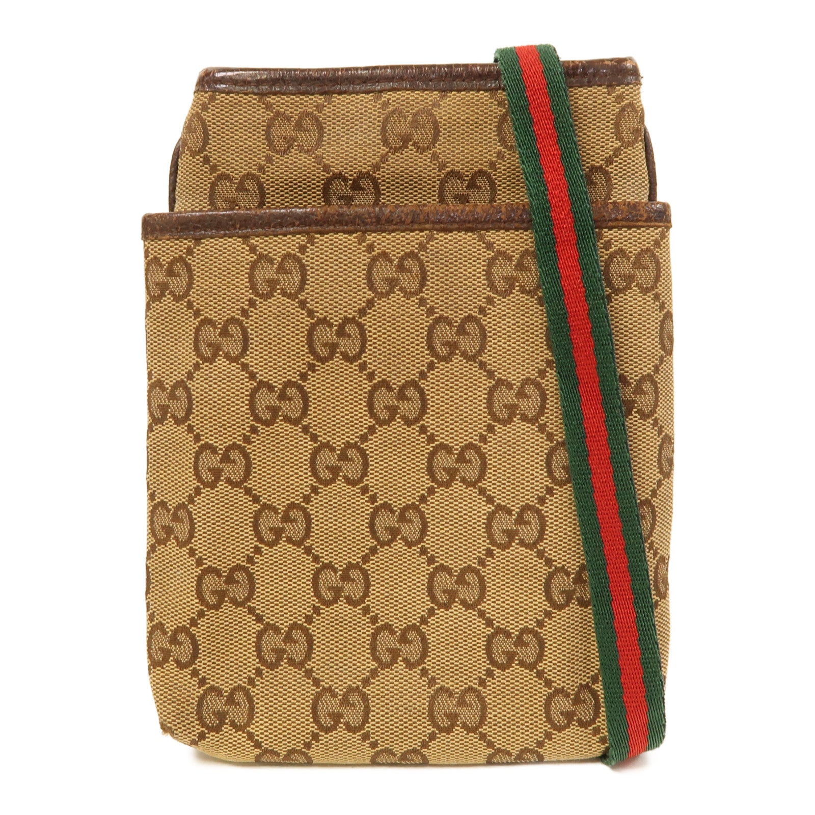 GUCCI 帆布Shoulder Bag銀扣肩背袋啡色