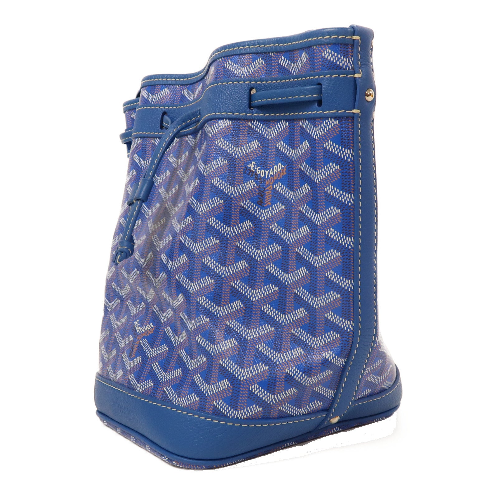 GOYARD 塗層帆布Petit Flot Bucket銀扣肩背袋藍色
