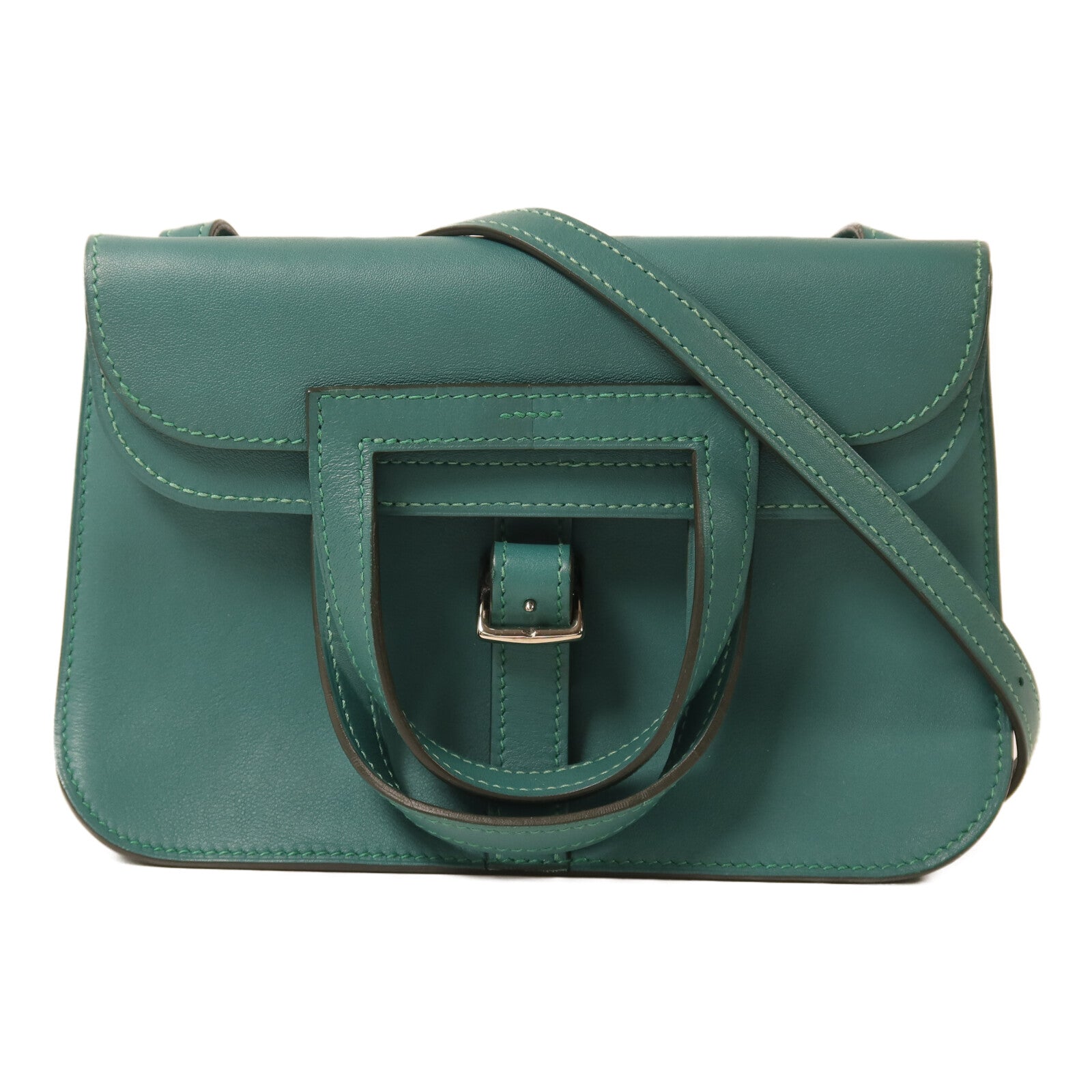 HERMES Swift皮革Mini Halzan手挽肩背兩用袋Malachite