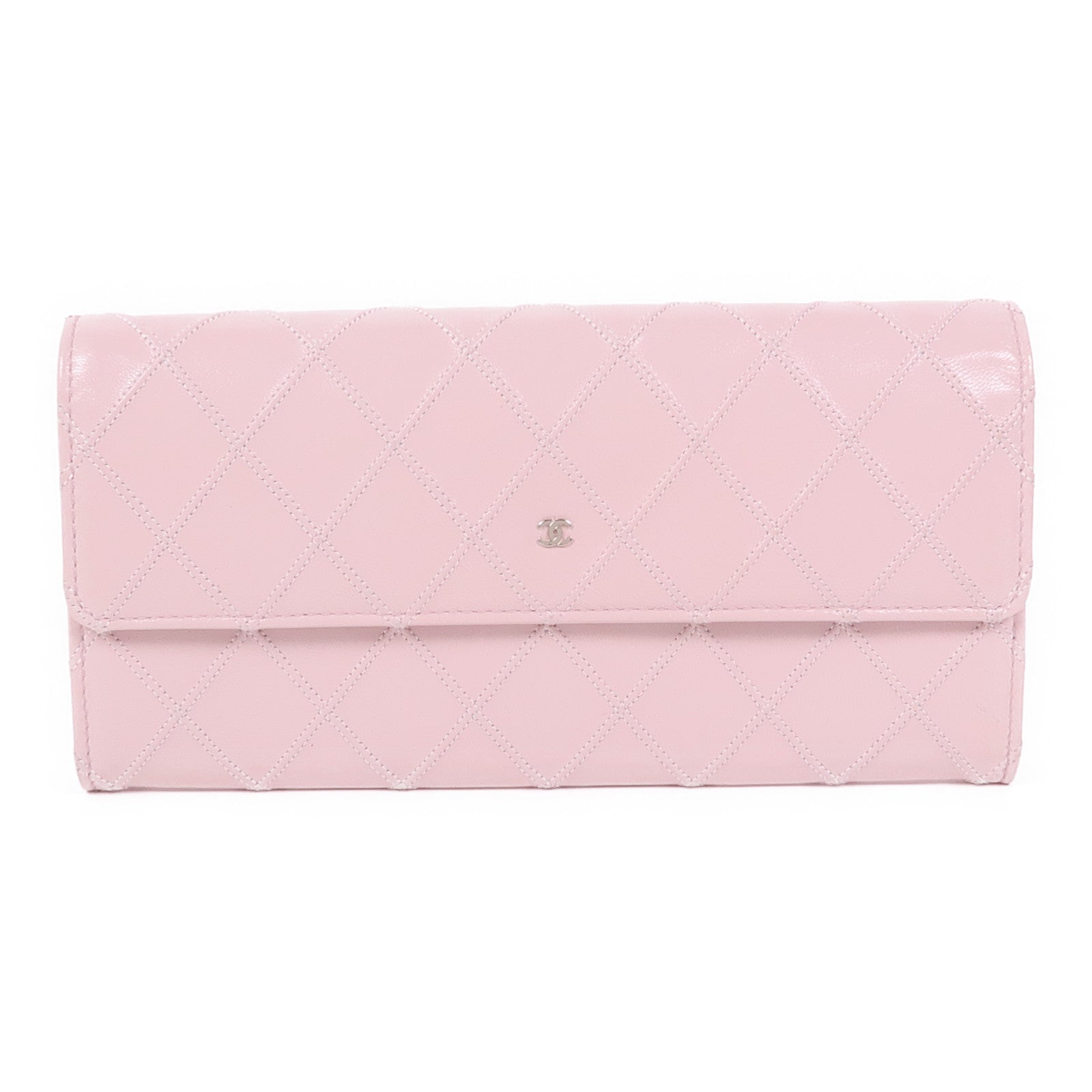 CHANEL 牛皮皮革Long Wallet銀扣長錢包