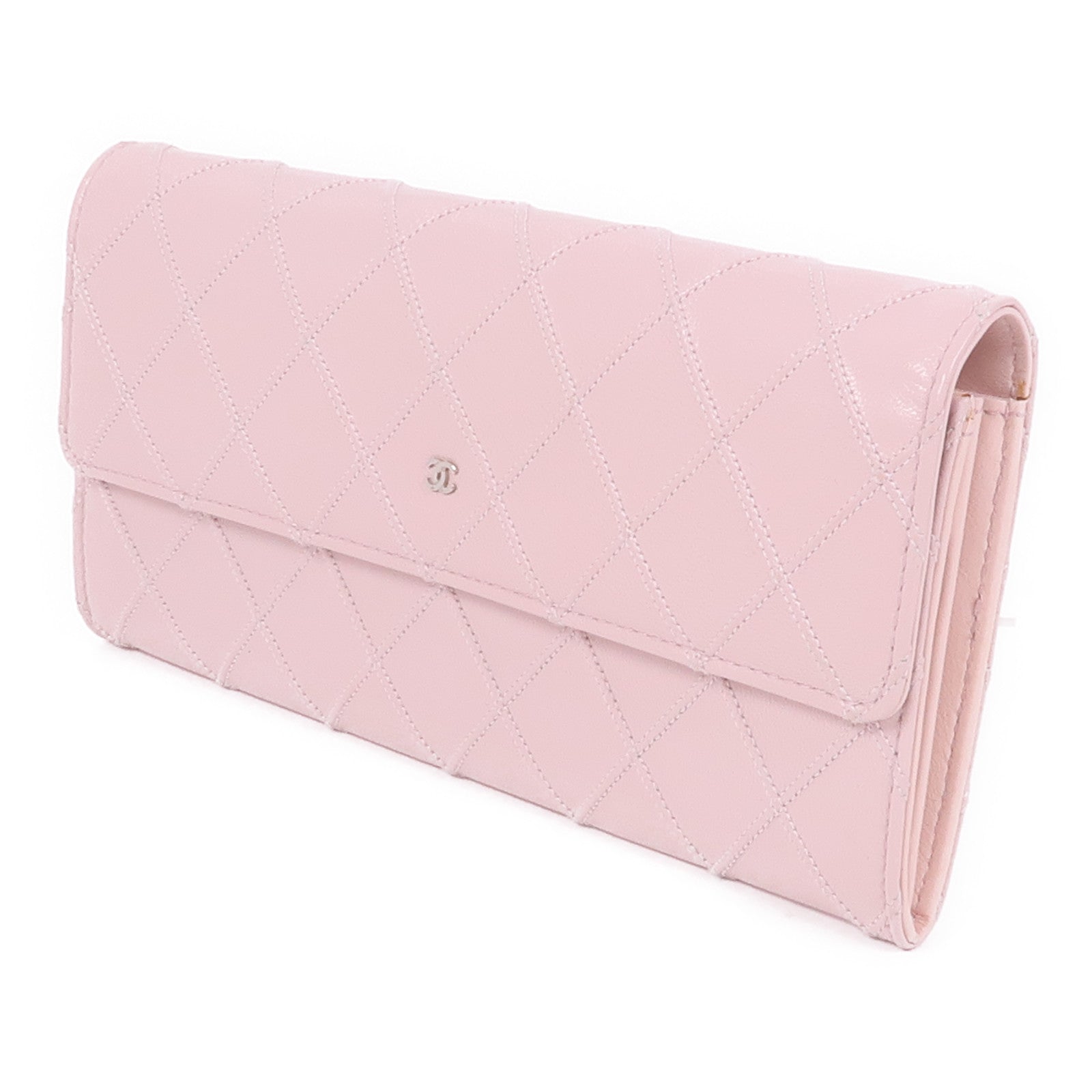 CHANEL 牛皮皮革Long Wallet銀扣長錢包