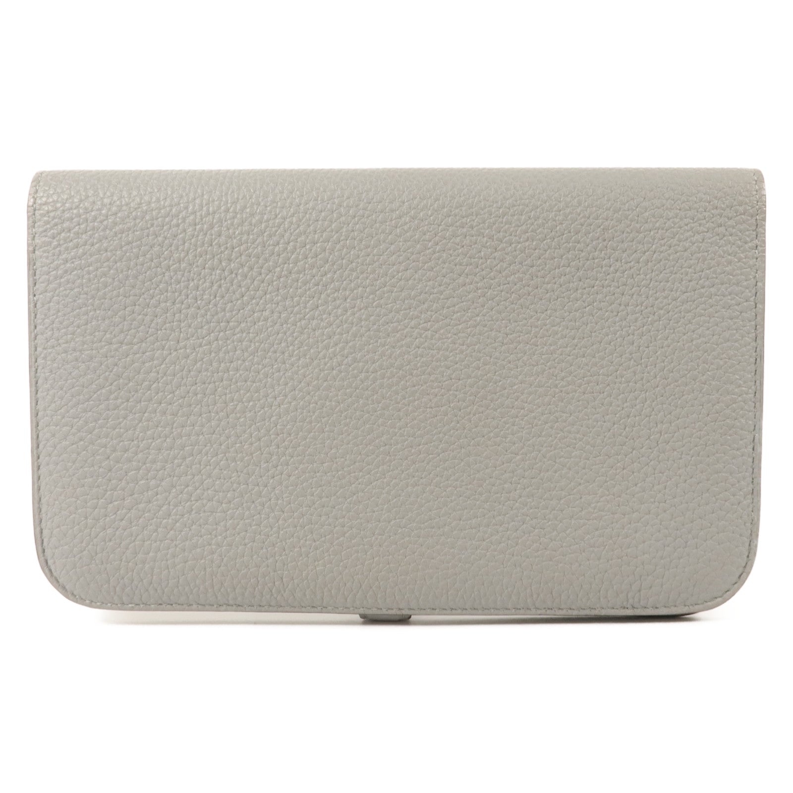HERMES Clemence皮革Dogon GM長錢包Gris Mouette