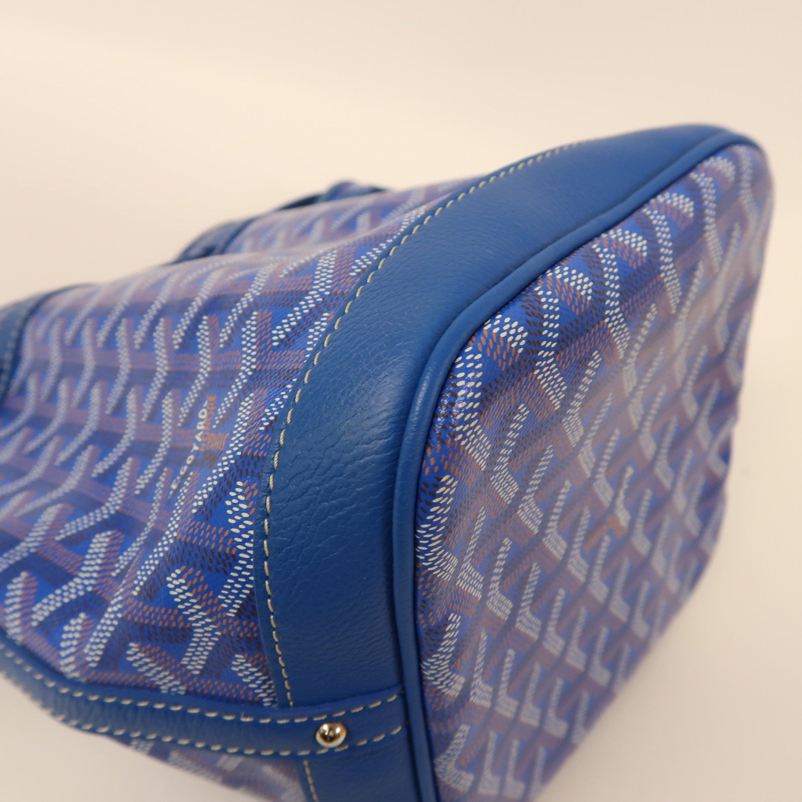 GOYARD 塗層帆布Petit Flot Bucket銀扣肩背袋藍色