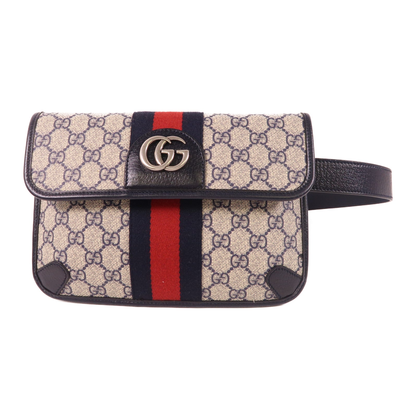 GUCCI SHW Ophidia GG Supreme Waist Body Bag 674081 Coated Canvas Navy