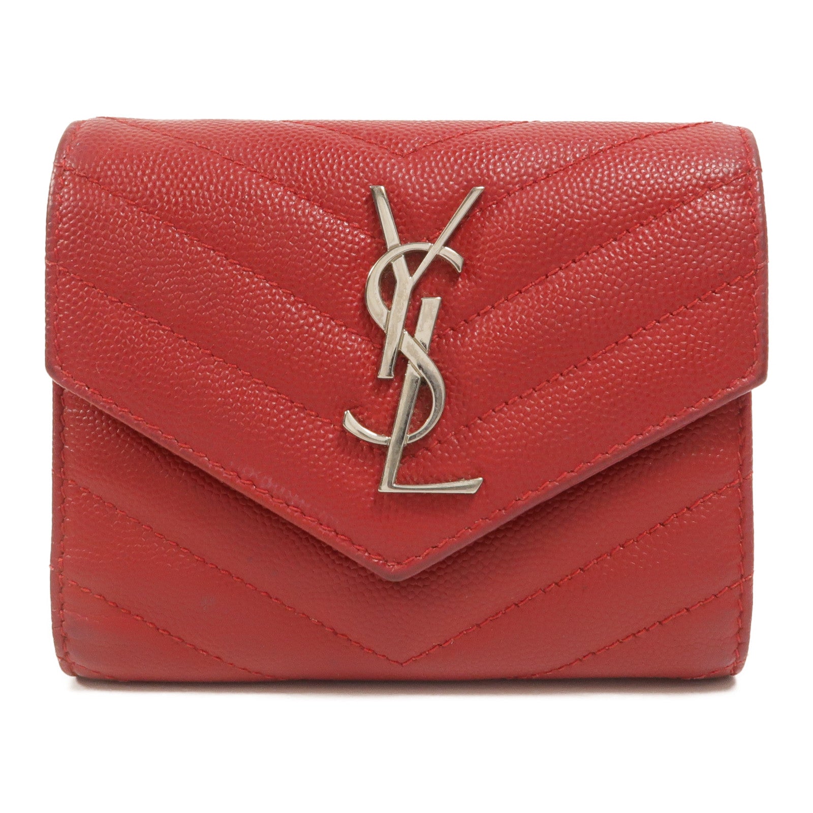 SAINT LAURENT 羊皮皮革Cassandre Compact Tri Fold錢包