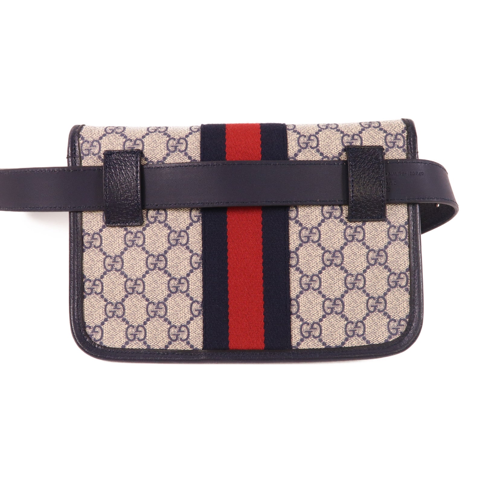 GUCCI SHW Ophidia GG Supreme Waist Body Bag 674081 Coated Canvas Navy