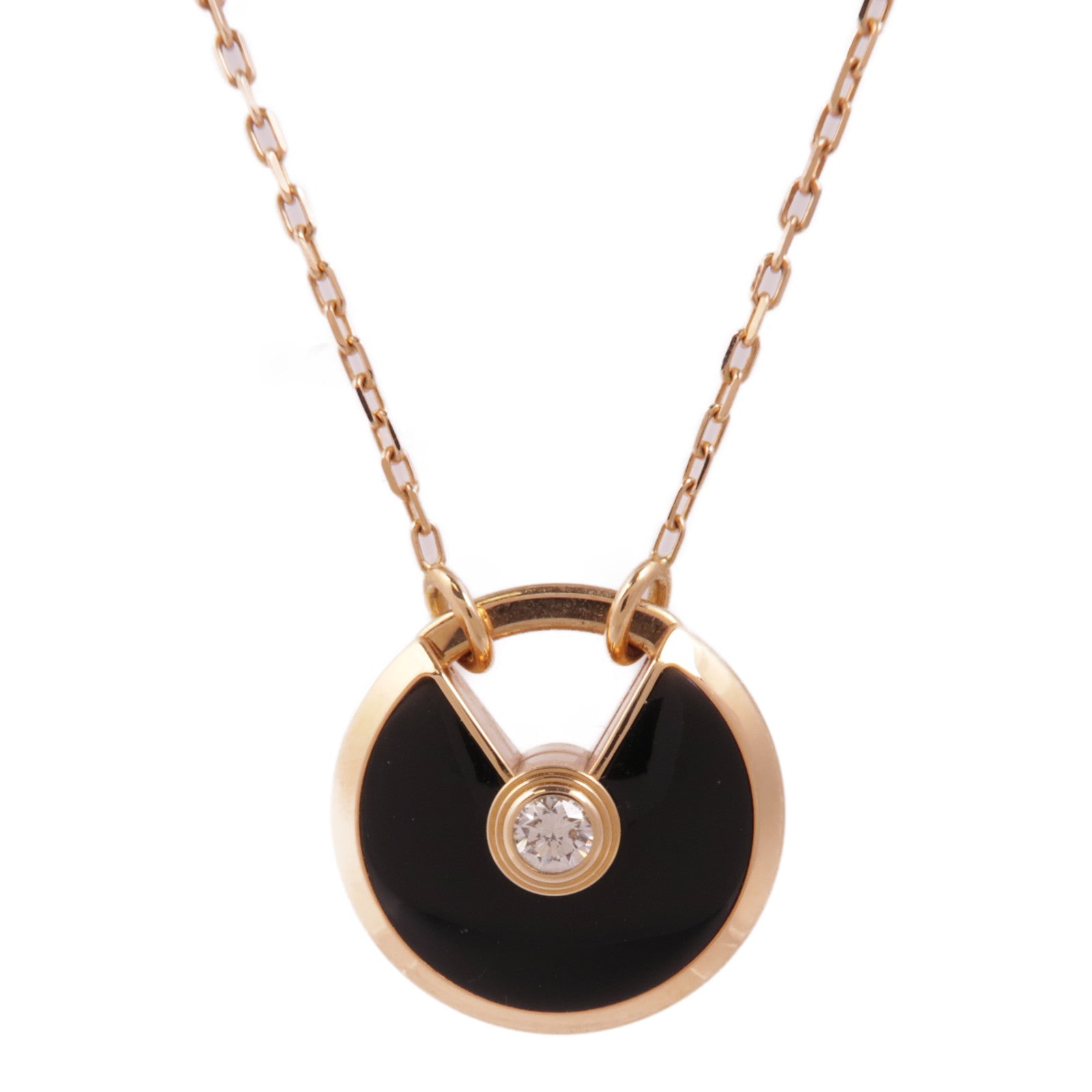 CARTIER 【激減優惠】18K玫瑰金Amulette De Cartier黑瑪瑙//鑽石項鍊