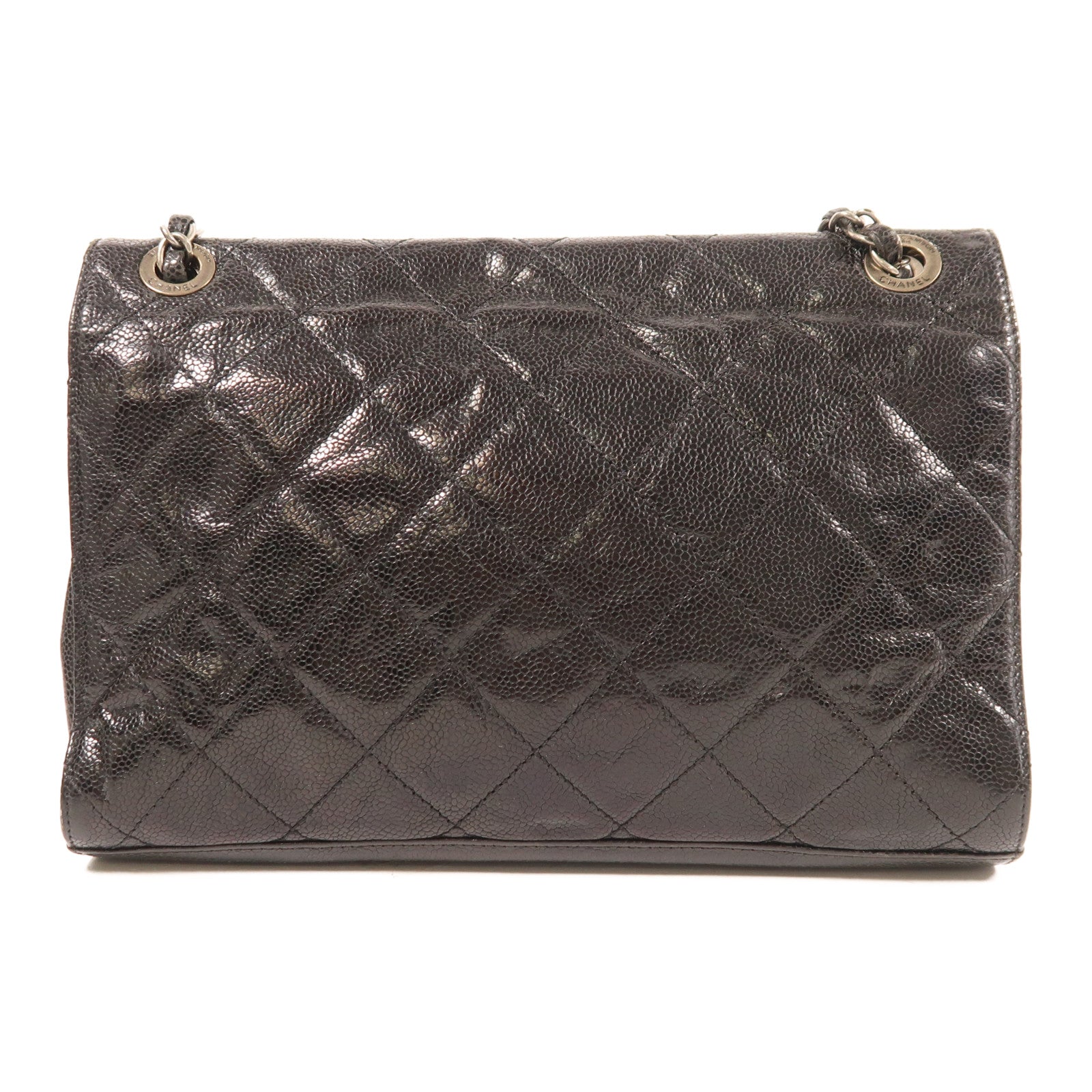 CHANEL 牛皮皮革Chain Shoulder Bag銀扣鏈帶肩背袋