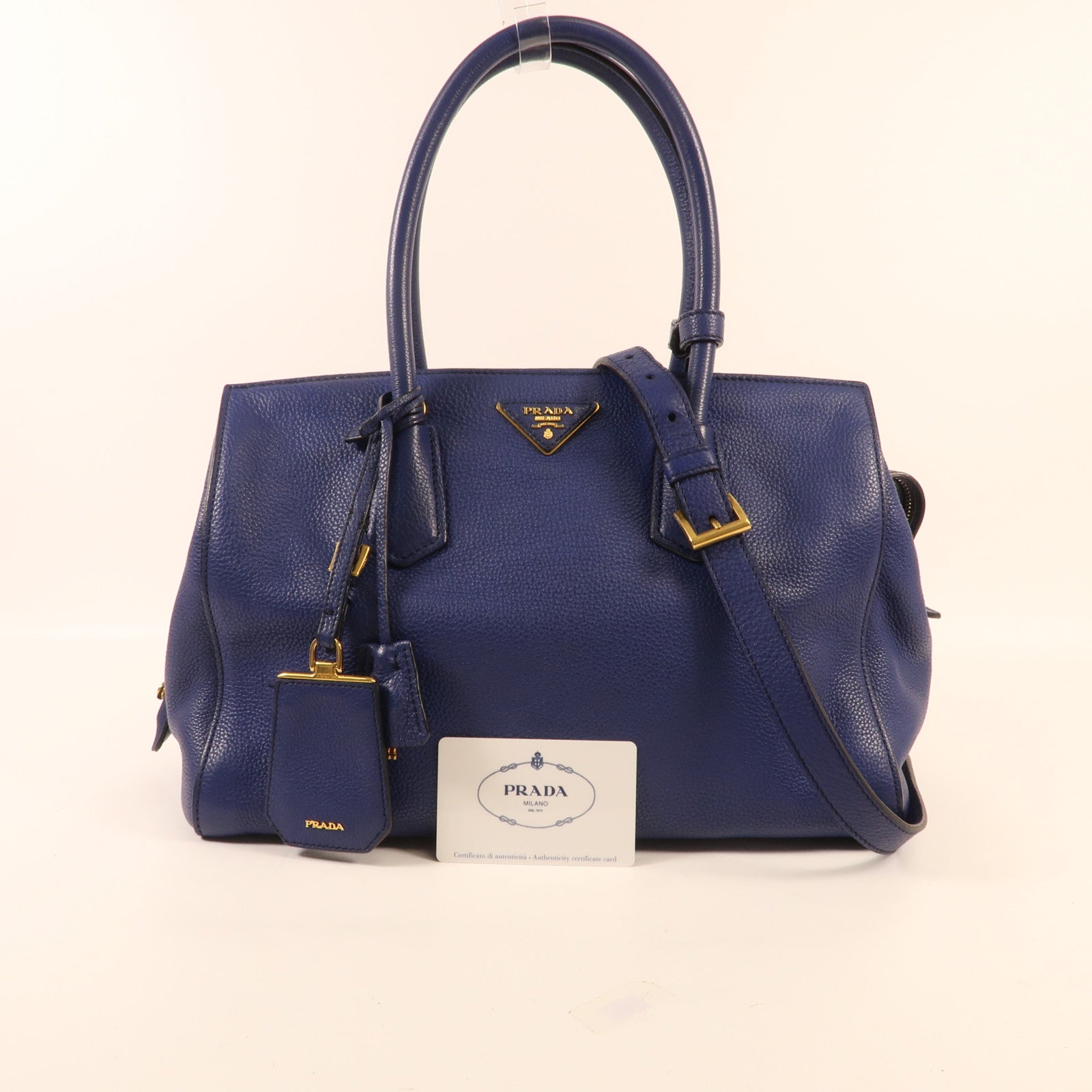 PRADA 牛皮皮革2 way Shoulder金扣手挽肩背兩用袋