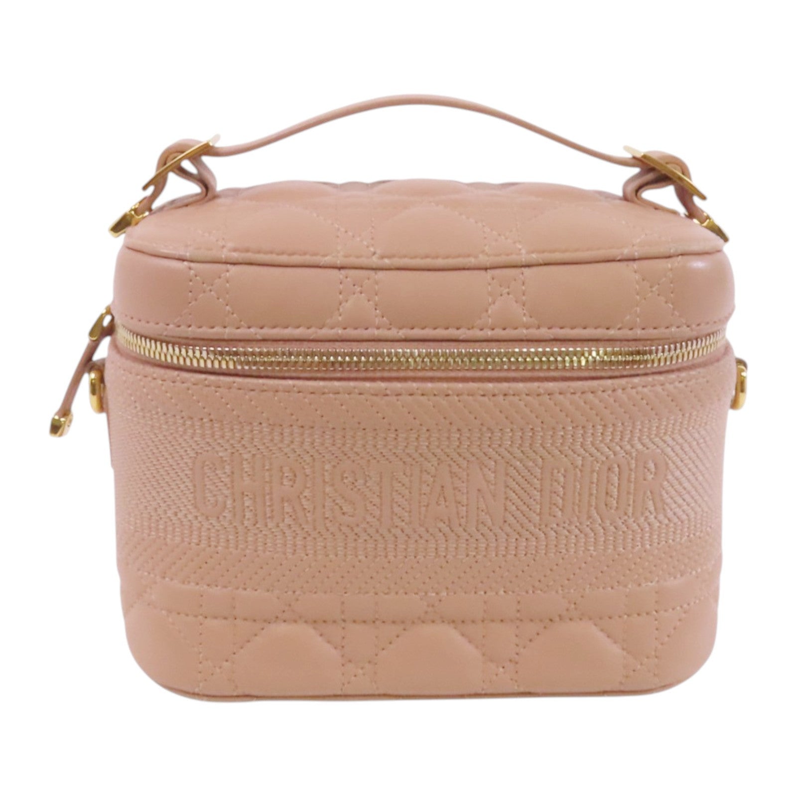Dior 帆布/牛皮皮革Vanity Bag金扣手挽袋