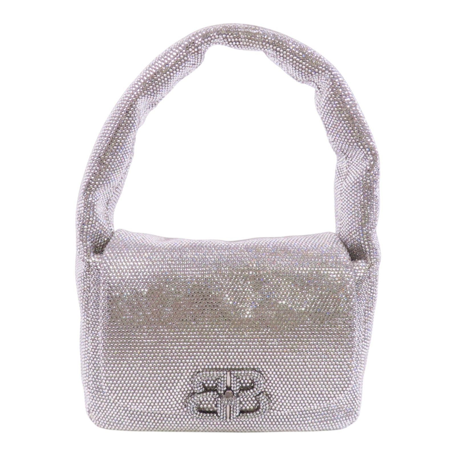 BALENCIAGA 水鑽Monaco Small Bag銀扣肩背袋