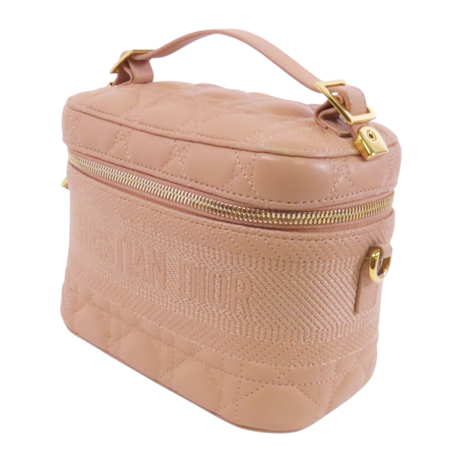Dior 帆布/牛皮皮革Vanity Bag金扣手挽袋
