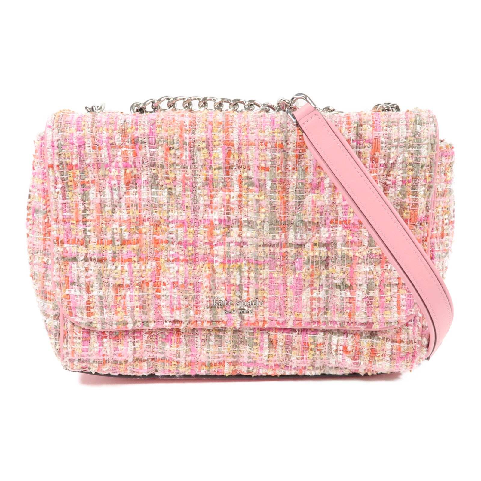 KATE SPADE SHW Chain Shoulder Bag Tweed Pink