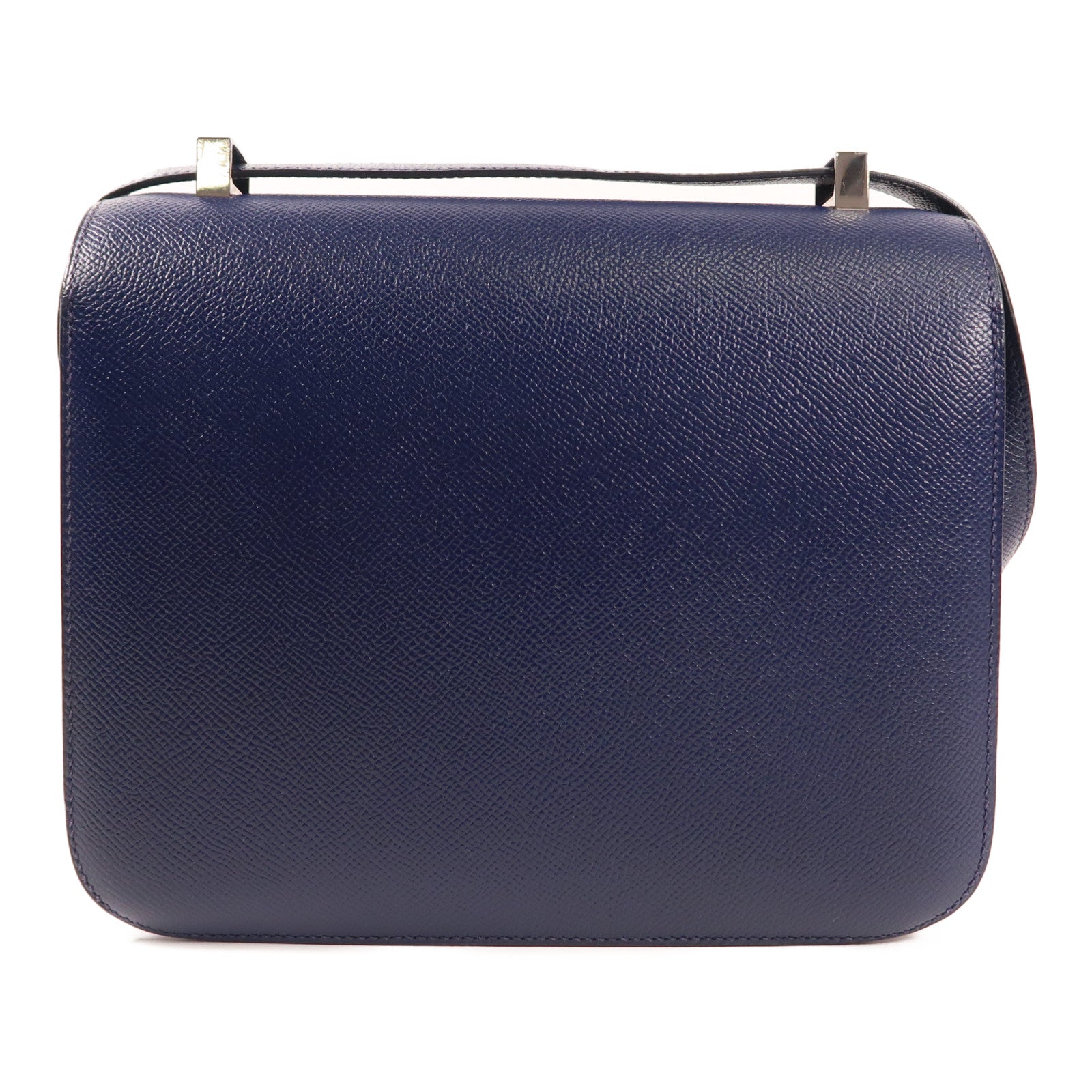 HERMES Epsom皮革Constance 24銀扣肩背袋Bleu Sapair