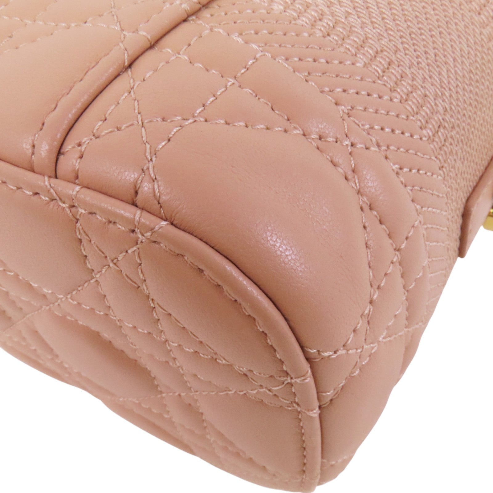 Dior 帆布/牛皮皮革Vanity Bag金扣手挽袋