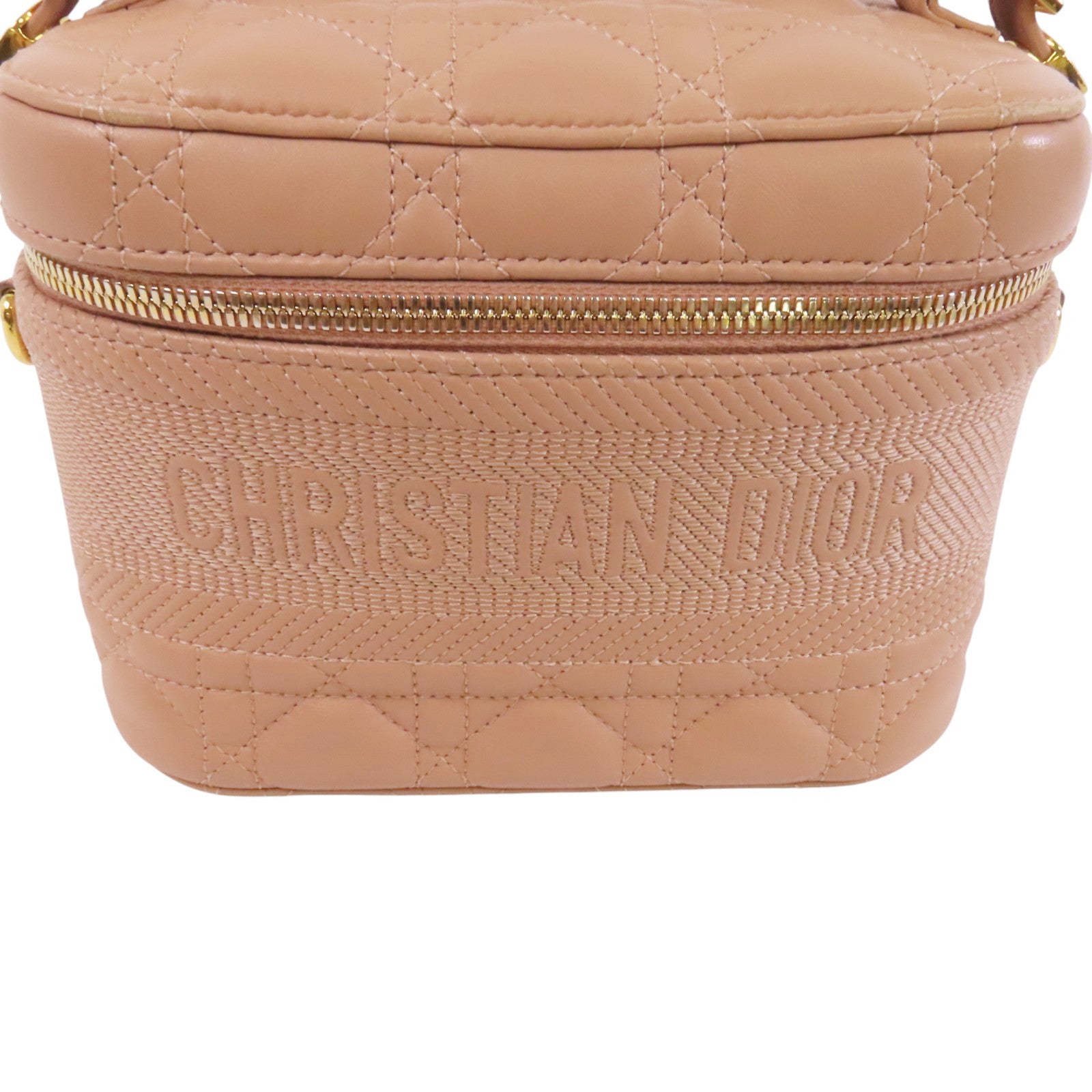 Dior 帆布/牛皮皮革Vanity Bag金扣手挽袋