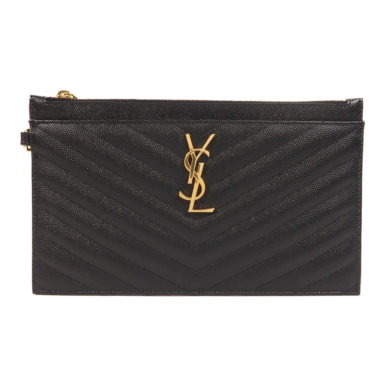 SAINT LAURENT 牛皮皮革Cassandre Matelasse Large Pouch金扣手拿包