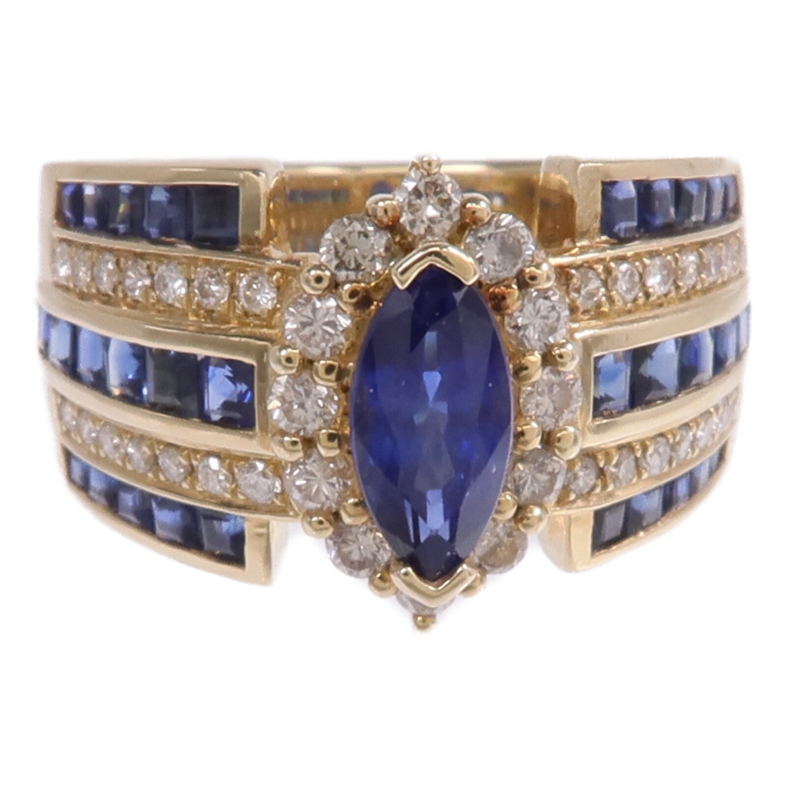 JEWELRY 14K黃金Sapphire Diamond Ring藍寶石/鑽石戒指US#7.5