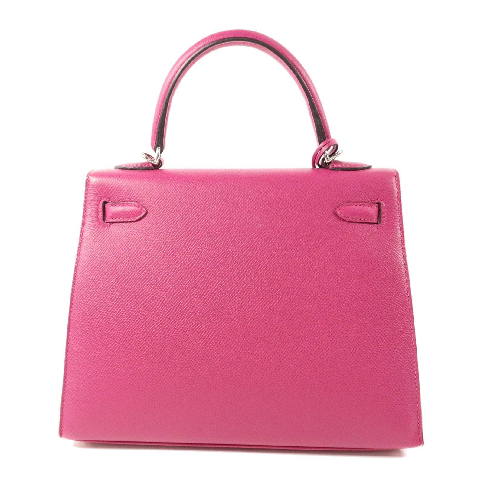 HERMES Epsom皮革Sac Kelly II Sellier 25銀扣手挽肩背兩用袋Rose Pourpre