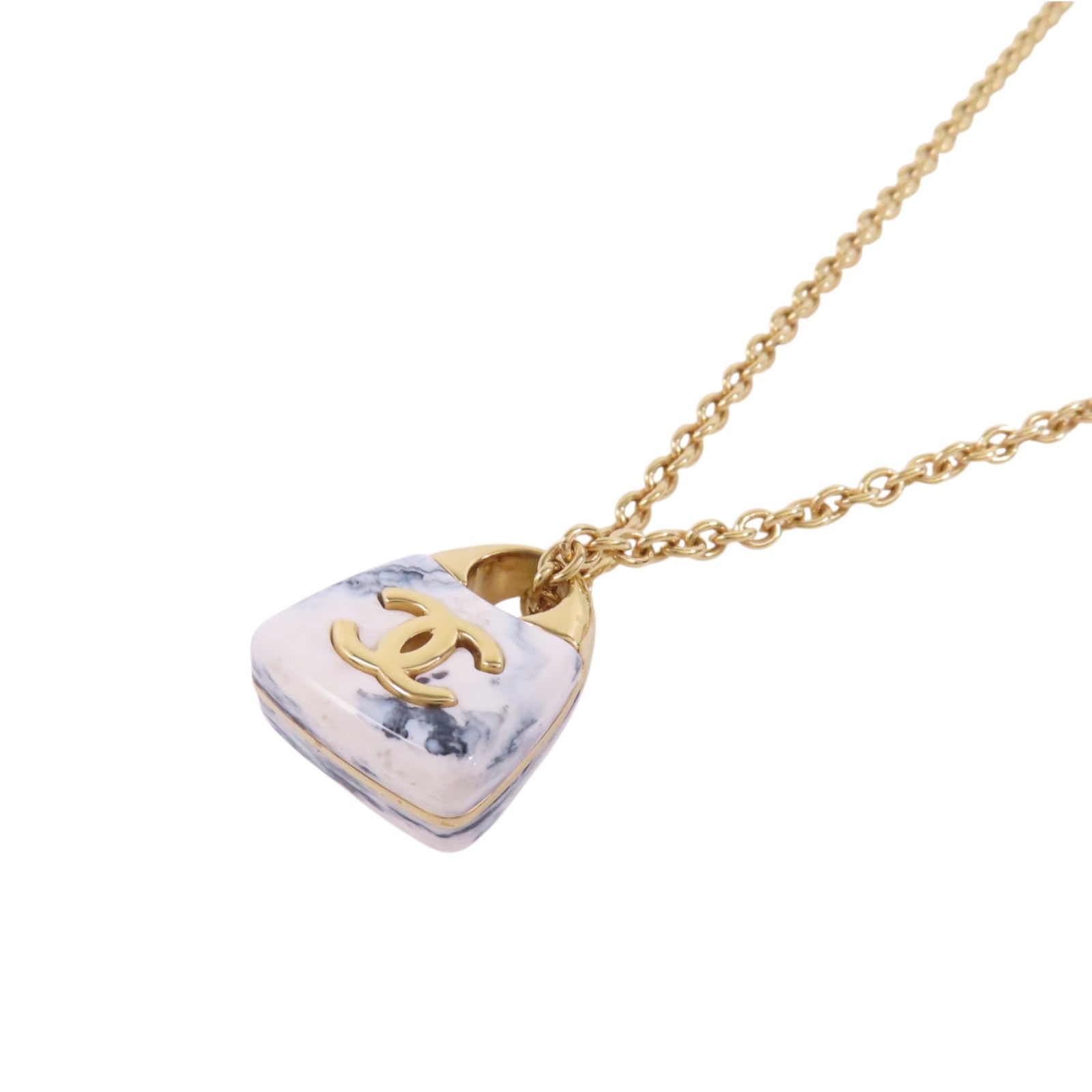 CHANEL CC GHW Necklace B23A Metal PVC White Blue