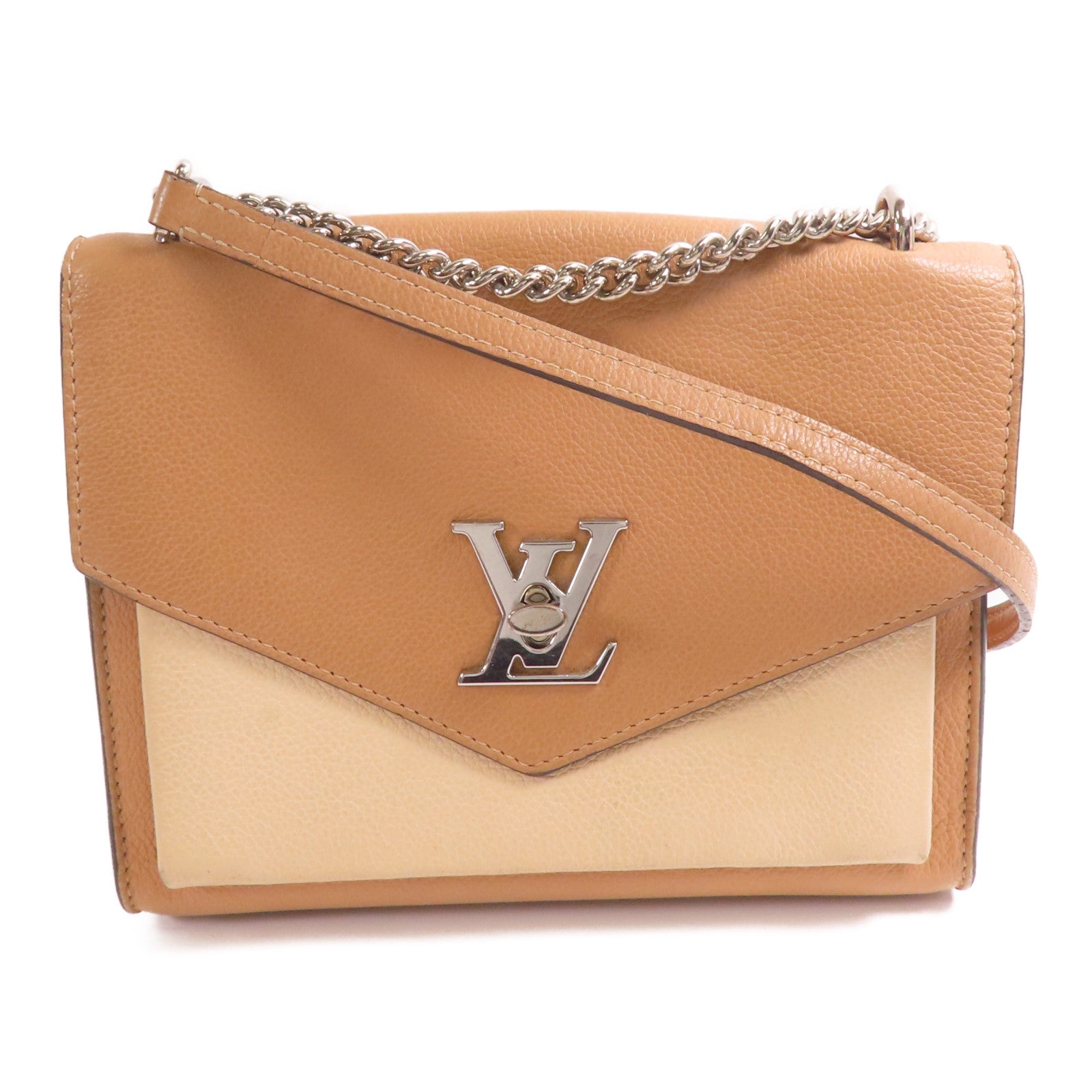 LOUIS VUITTON 牛皮皮革MyLockme BB銀扣鏈帶肩背袋