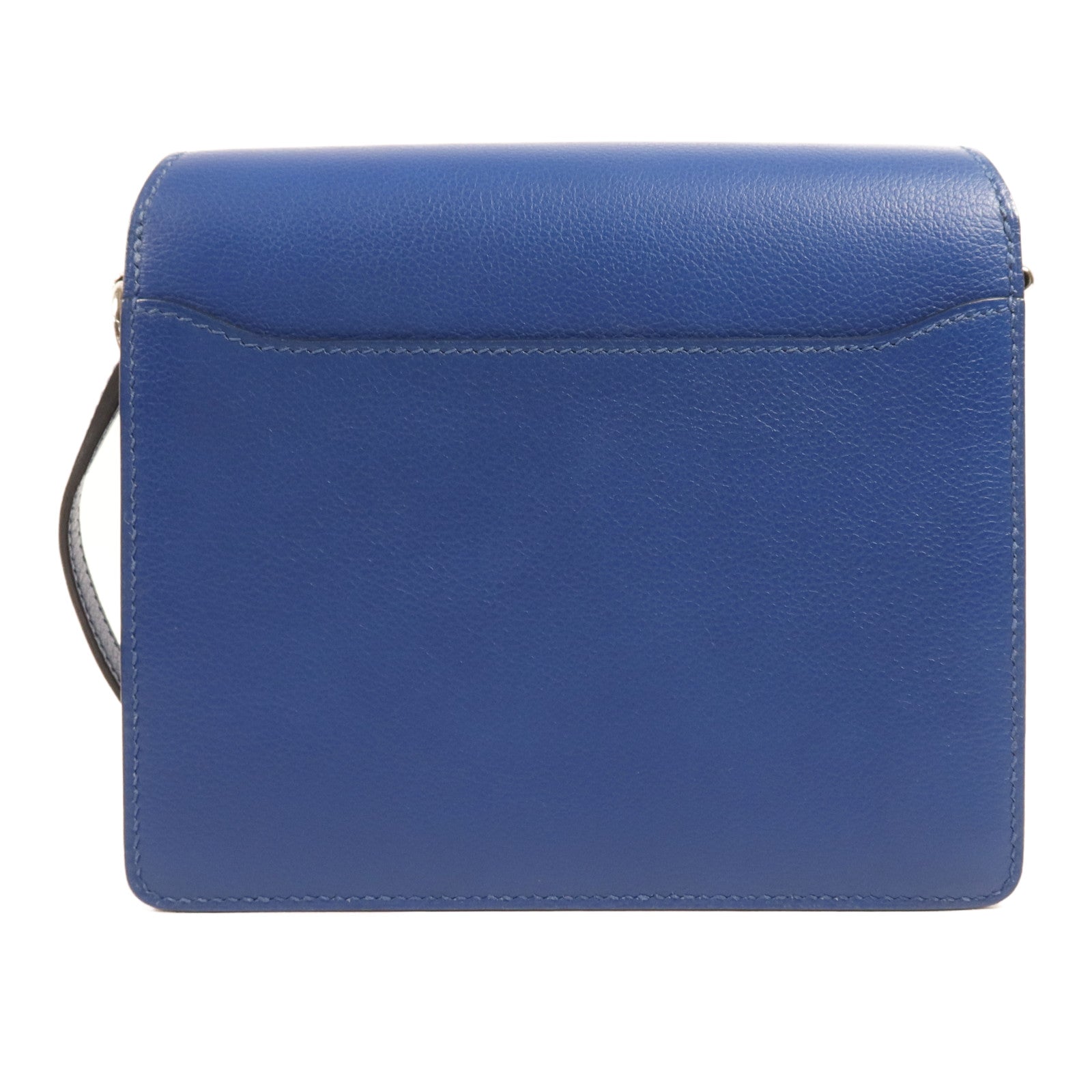 HERMES Evercolour皮革Roulis Mini銀扣肩背袋Blue Zellige