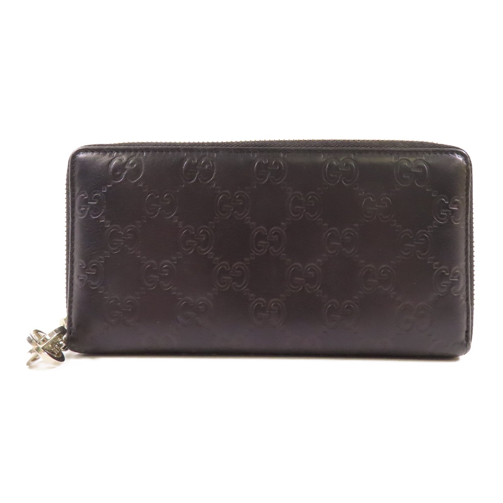 GUCCI GG SHW Zipper Long Wallet 233025 Calfskin Leather Black