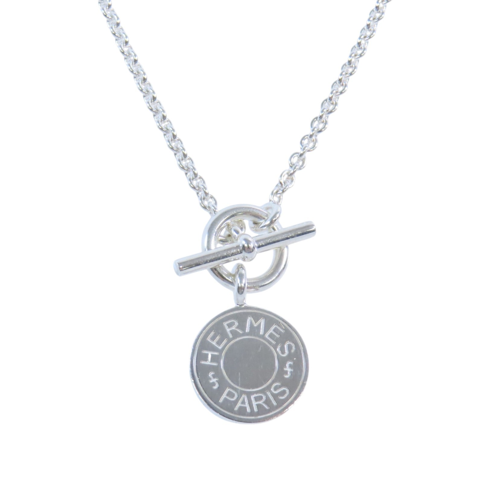 HERMES 925純銀Amulettes Hermes Ex-Libris Pendant Necklace銀