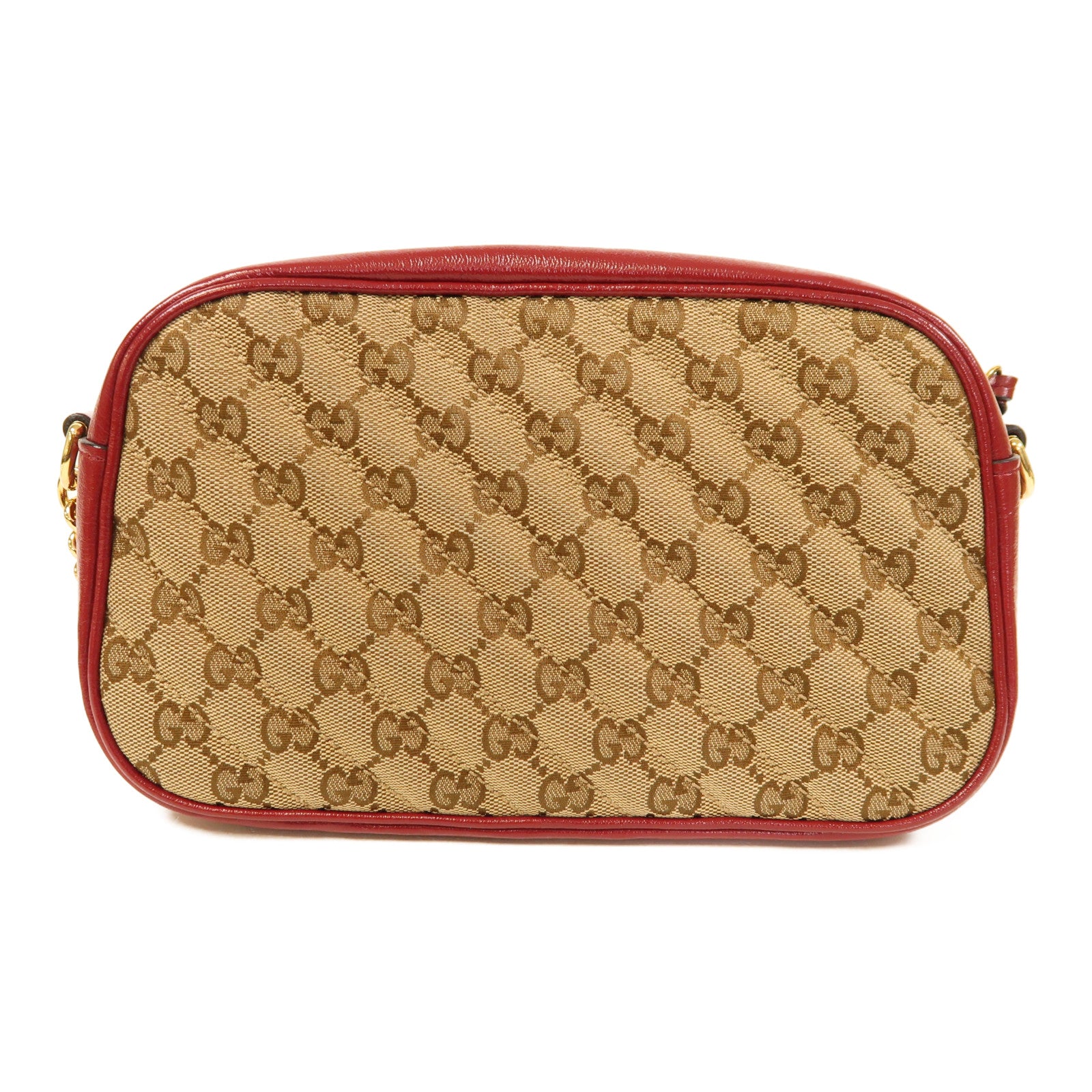 GUCCI GG GHW GG Marmant Shoulder Bag 447632 Canvas Red