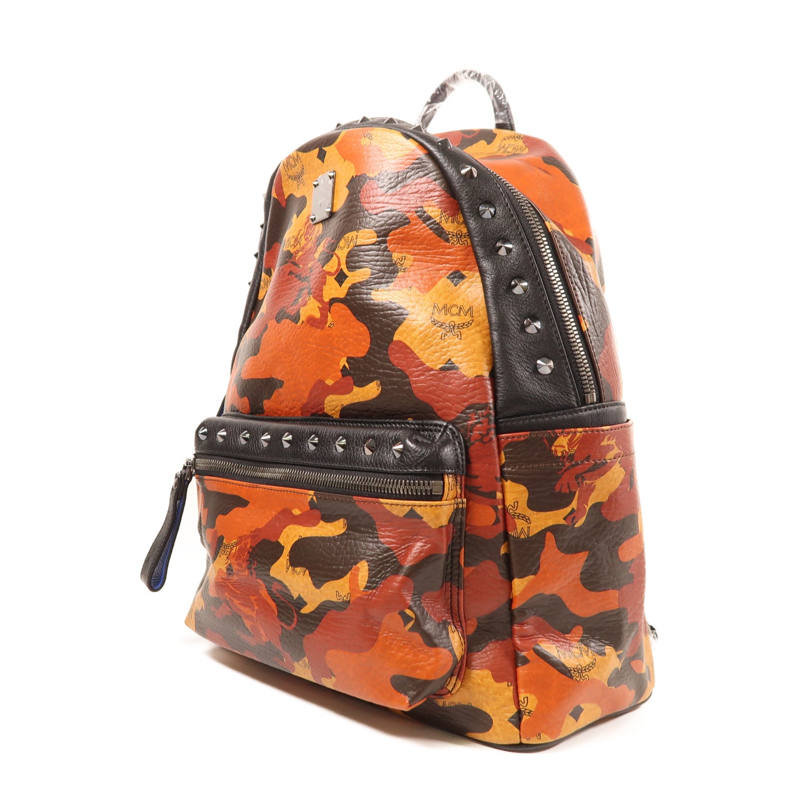 MCM 牛皮皮革Backpack銀扣背包