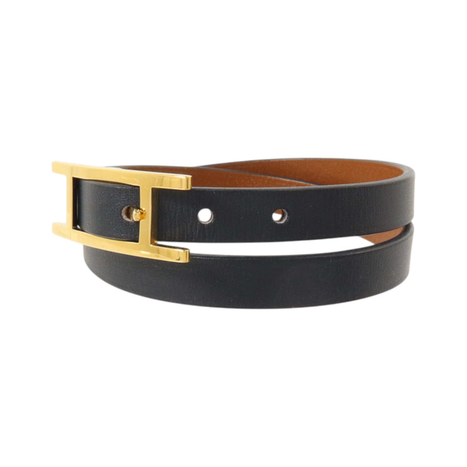 HERMES Tadelakt皮革Behapi Double Tour Bracelet金扣手鏈