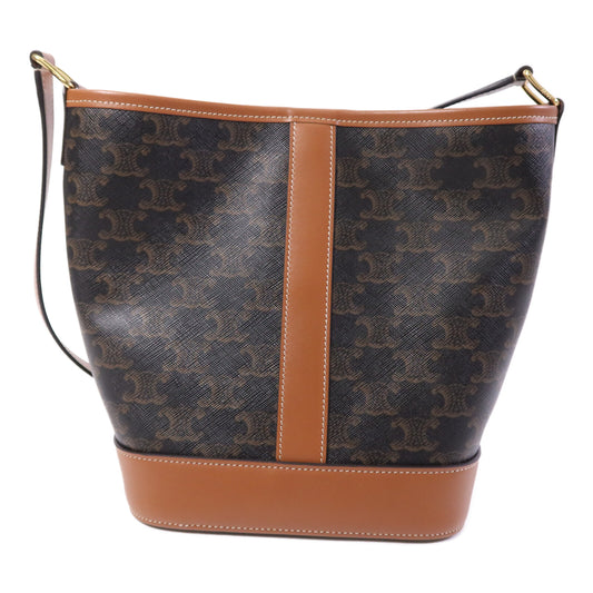 CELINE 塗層帆布Triomphe Bucket Small金扣肩背袋