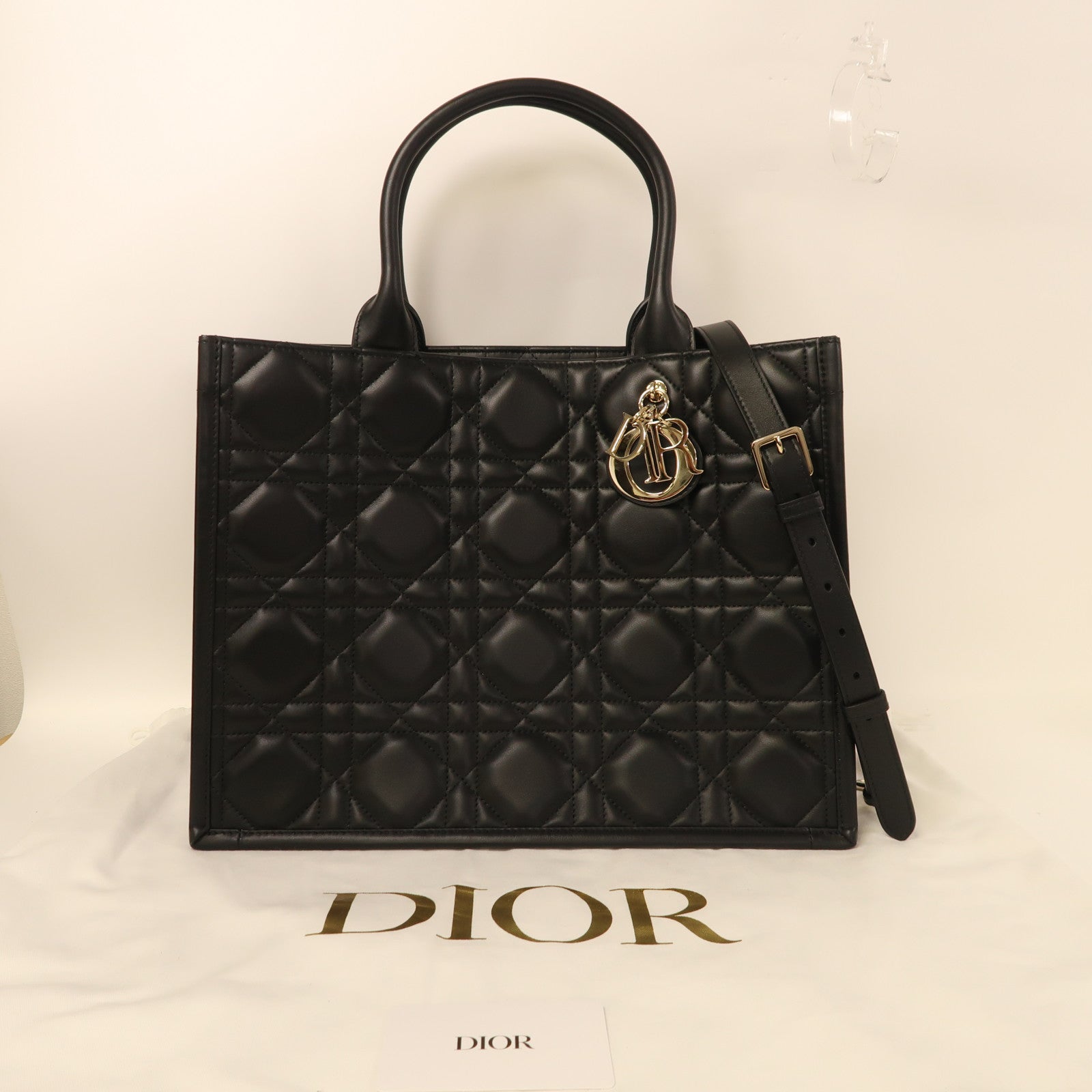Dior 牛皮皮革Medium Book Tote金扣手挽肩背兩用袋黑色