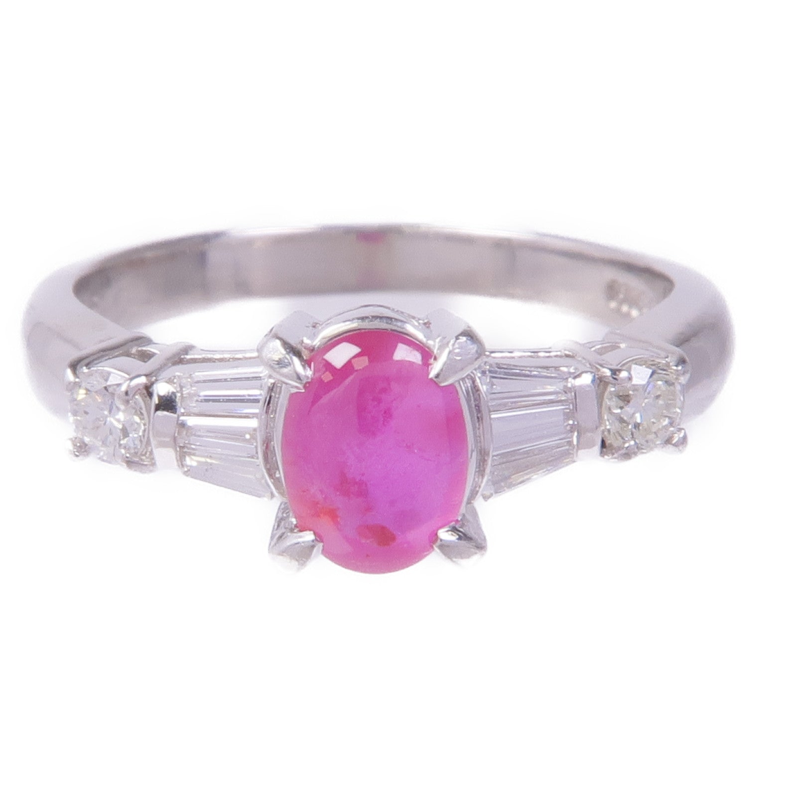 JEWELRY PT900鉑金Star Ruby Diamond Ring星光紅寶石/鑽石戒指US#5.75